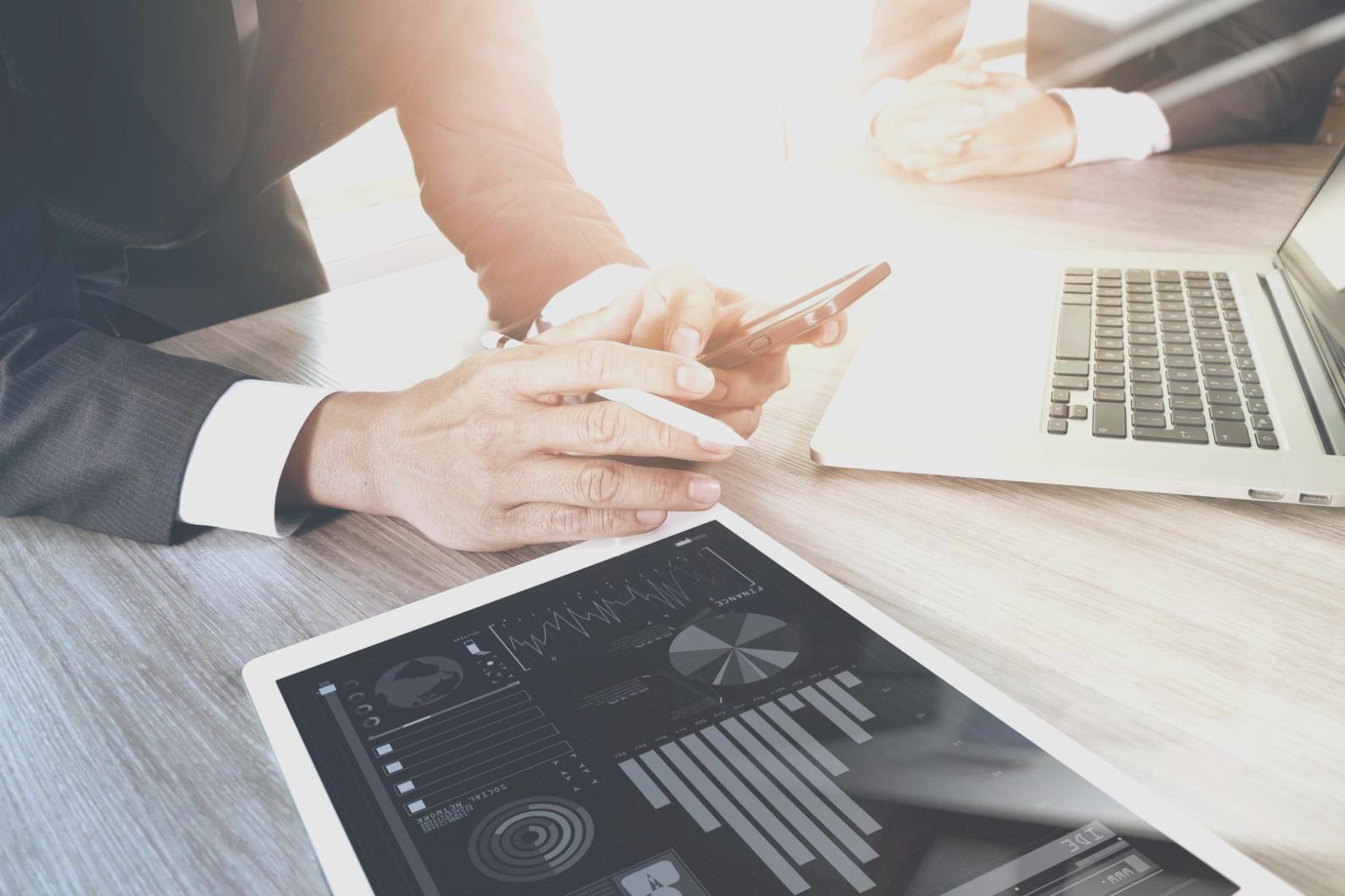Participant reviewing search traffic reports during an online session